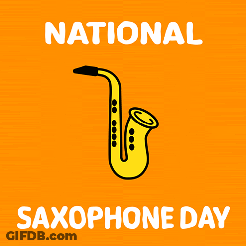 National Saxophone Day Poster With Yellow Saxophone GIF