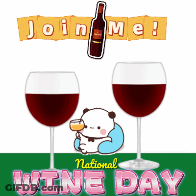 National Wine Day Poster With Two Glasses And Bottle GIF