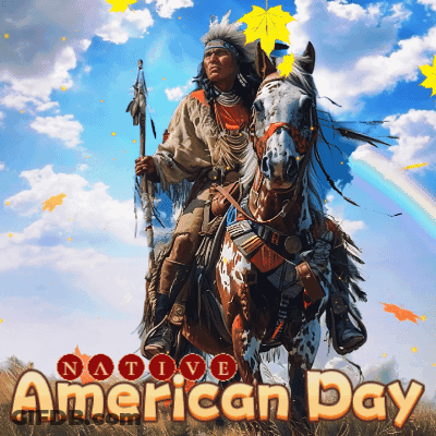 Native American Day Advertisement With Horse GIF