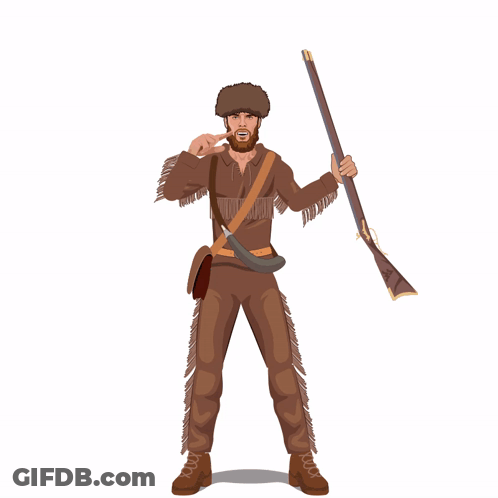 Native American Man Holding Rifle Over Head GIF