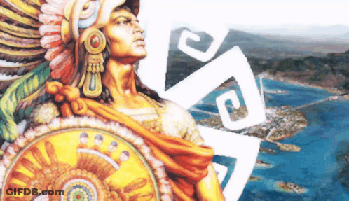 Native American With Shield And Feathered Headdress GIF