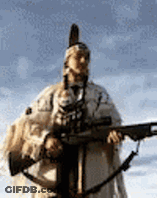 Native American Woman And Gun GIF
