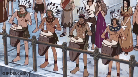 Native Americans Playing Drums Cartoon GIF