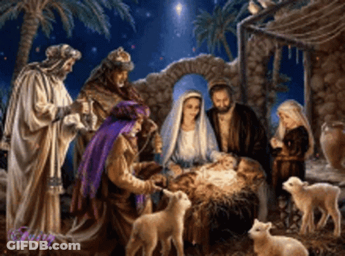 Nativity Scene Fairy Painting GIF