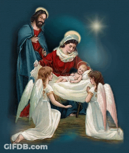 Nativity Scene With Angels And Star GIF