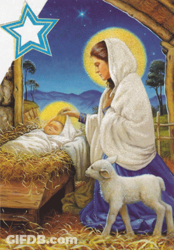Nativity Scene With Blue Star GIF