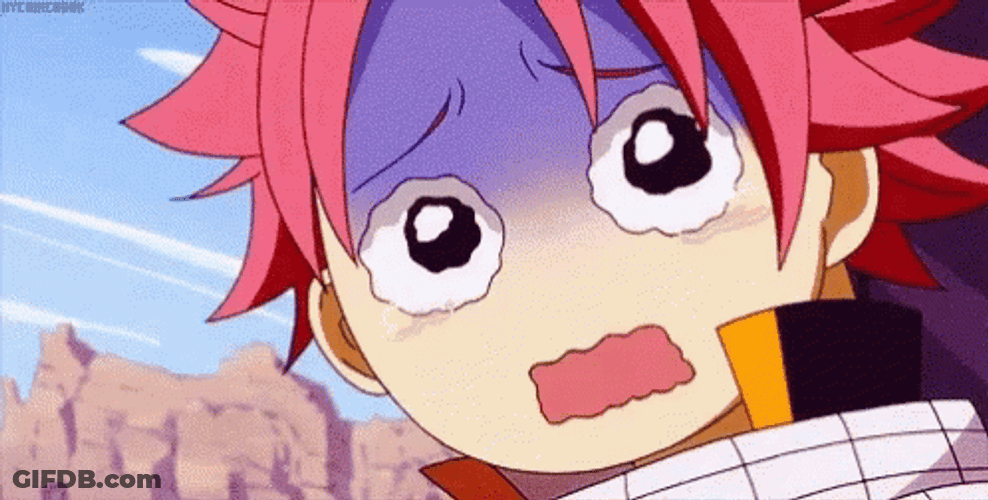 Natsu Dragneel Fairy Tail Anime Nervous Cry Bloating GIF