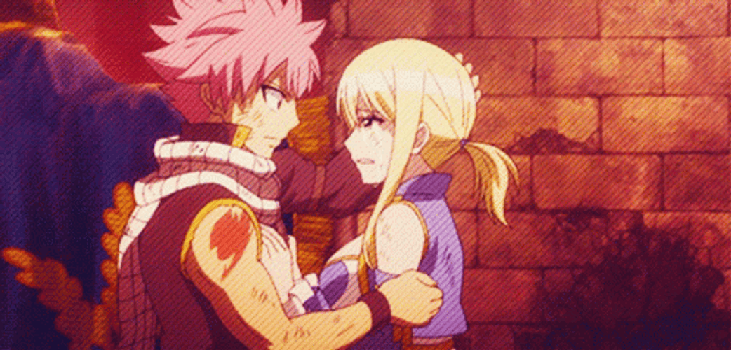 Natsu Dragneel Lucy Heartfilia Fairy Tail Cute Hug GIF
