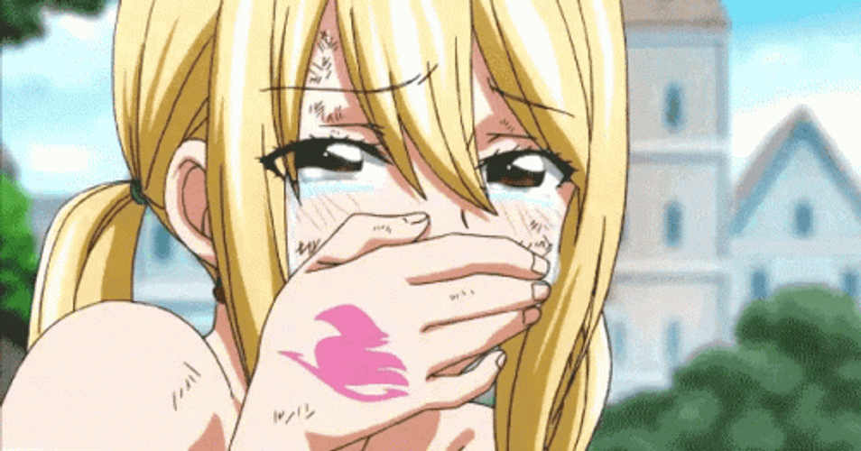 Natsu Dragneel Lucy Heartfilia Fairy Tail Hi Crying GIF