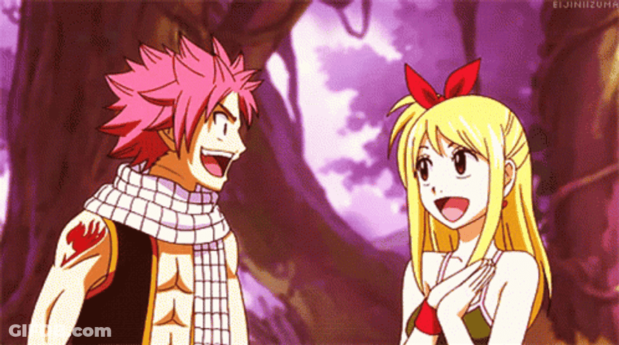 Natsu Dragneel Lucy Heartfilia Fairy Tail High Five GIF