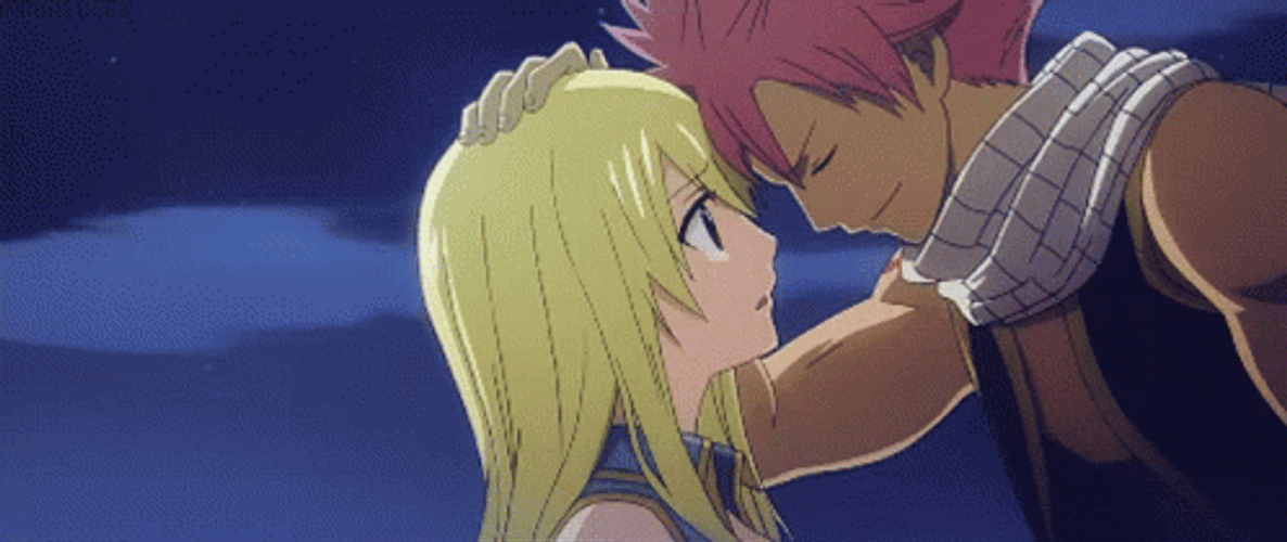 Natsu Dragneel Lucy Heartfilia Fairy Tail Romantic Moment GIF