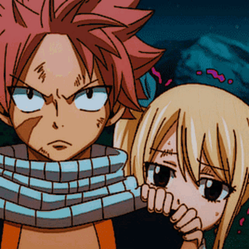 Natsu Dragneel Lucy Heartfilia Fairy Tail Shoulder Peek GIF