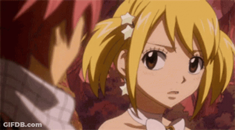 Natsu Dragneel Lucy Heartfilia Fairy Tail Shy Blushing GIF