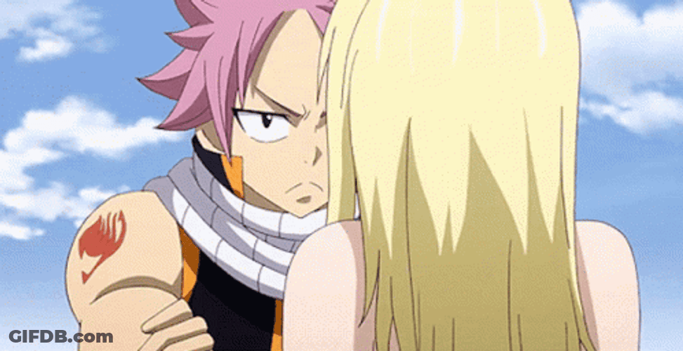 Natsu Dragneel Lucy Heartfilia Fairy Tail Staring Contest GIF
