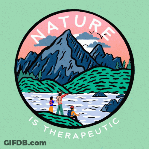Nature Is Therapeutic Circle With Mountains GIF