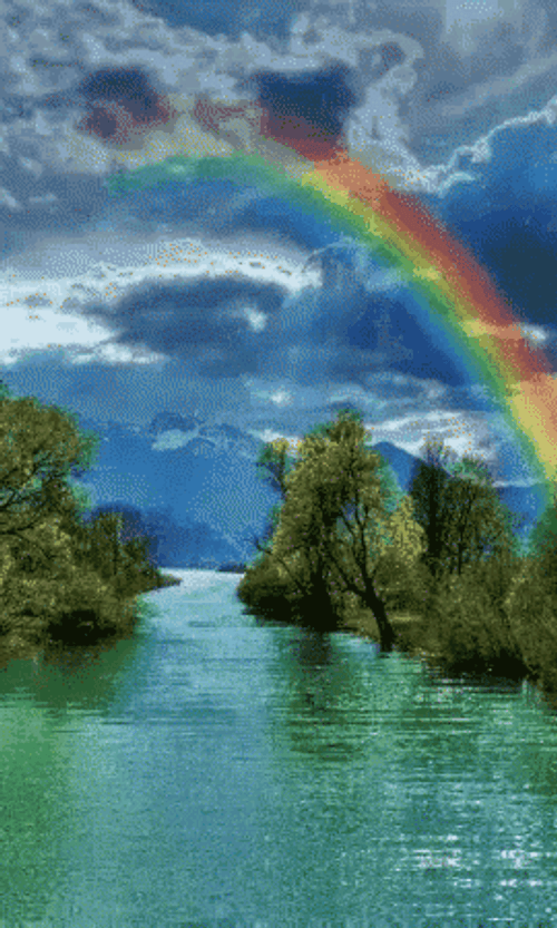 Nature's Rainbow Over Lake GIF