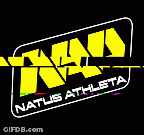 Natus Athlete Logo On A Black Background With Neon Colored Letters GIF