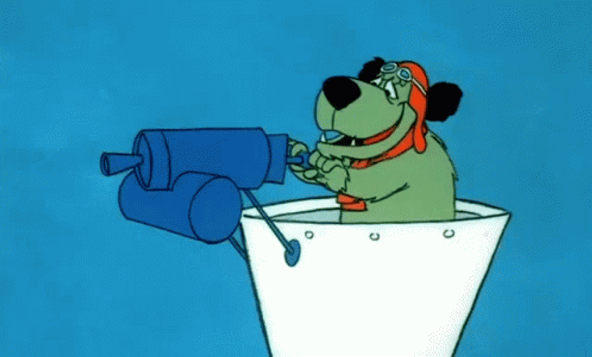 Naughty Muttley Pumping Water Gun GIF