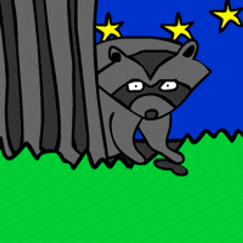 Naughty Raccoon Throwing Poop Animation GIF