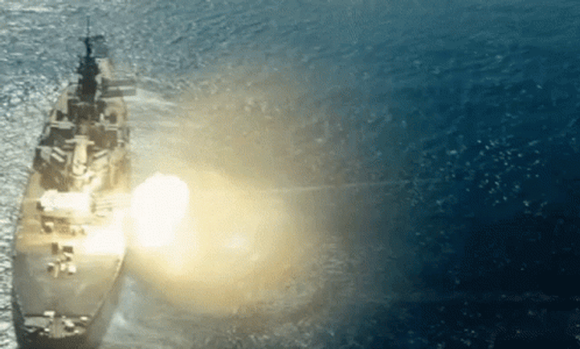 Navy Battleship Firing Cannons Intense War GIF