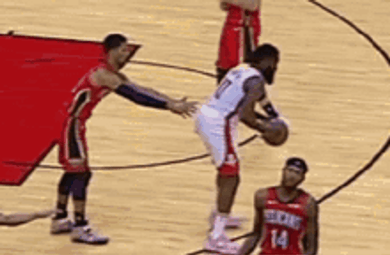 NBA Basketball Player James Harden Ball Bounce Back At Face Meme GIF