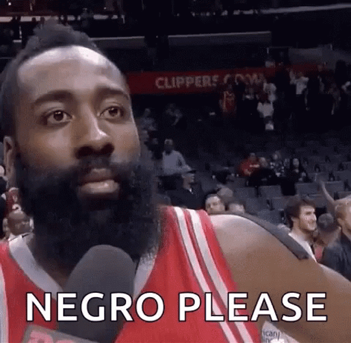 NBA Basketball Player James Harden Eyes Rolled Negro Please Meme GIF