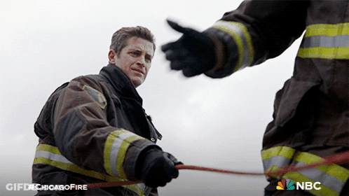 NBC Ad Chicago Fire Two Firefighters GIF