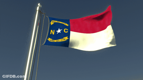 NC Flag Flying In Blue Sky GIF