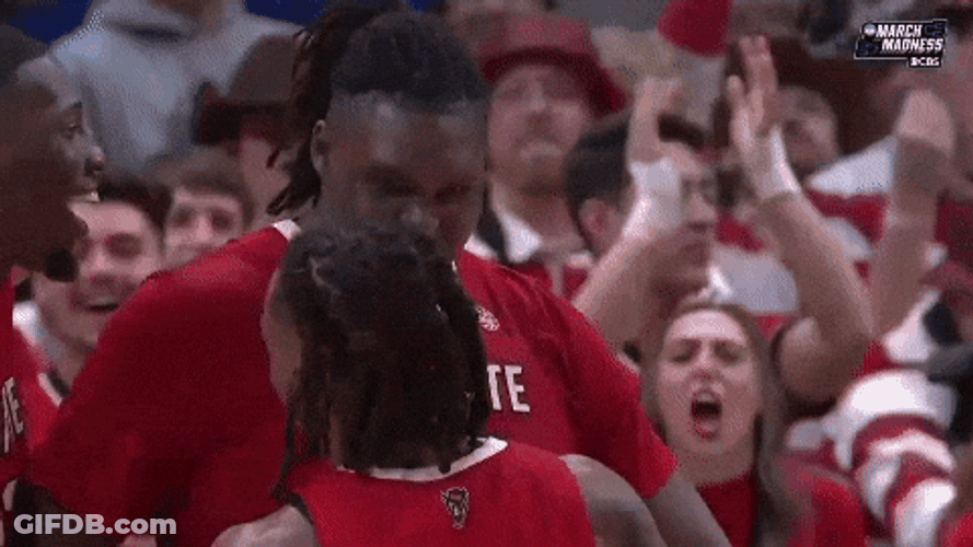 Nc State Player Shouting And Hugged By Teammate GIF