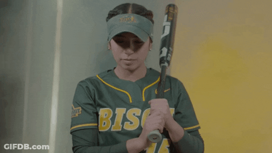Ndsu Softball Player Holding Bat GIF