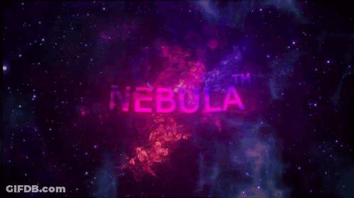 Nebula Tm Is Written In Pink On A Dark Background GIF