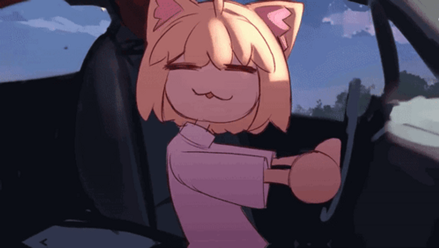 Neco Arc Shaking Her Head While Driving GIF