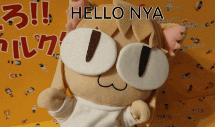 Neco Arc Stuffed Toy Waving GIF