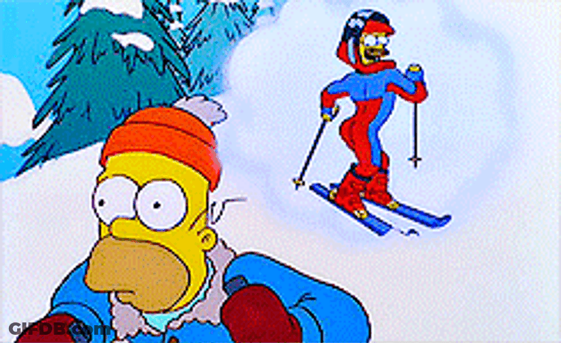 Ned Flanders Snow Bording GIF