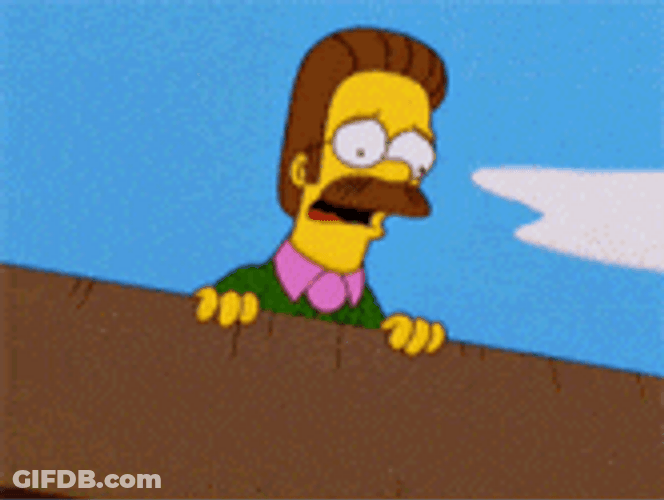 Ned Flanders Watching Down Worried GIF