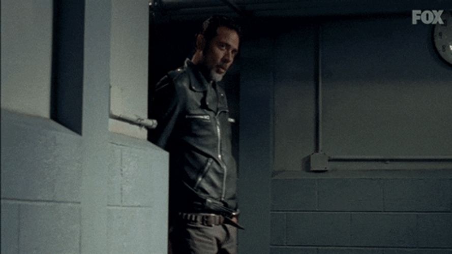 Negan Enters Room Swinging Bat GIF