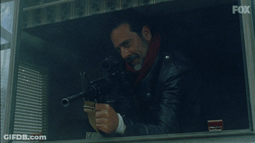 Negan Shooting Automatic Gun Happy GIF