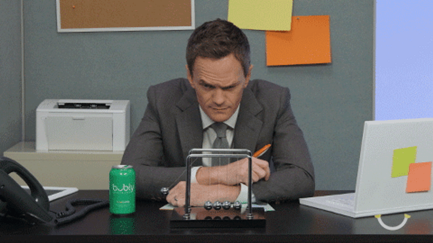 Neil Patrick Harris Staring At Newton Pendulum GIF