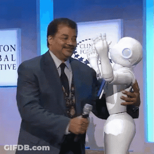 Neil Tyson With Robot GIF