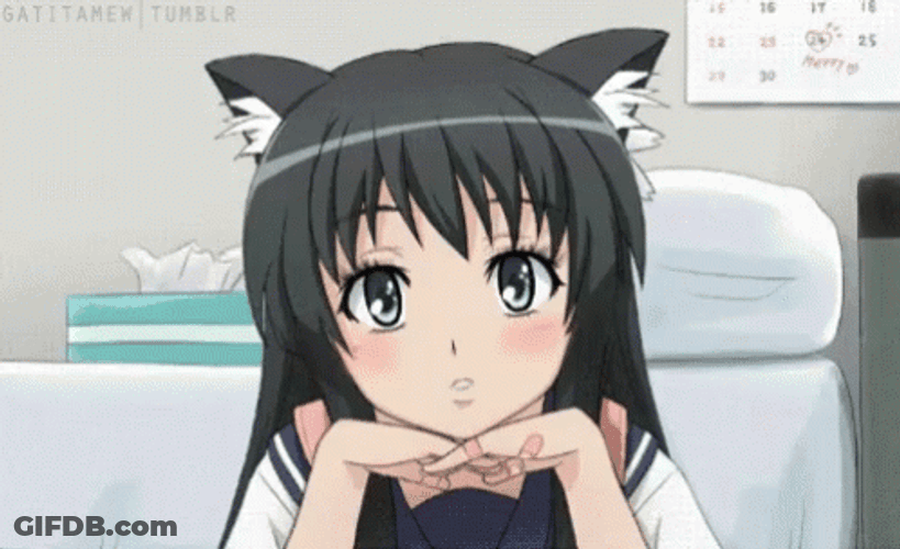 Neko Girl Acting Cute GIF