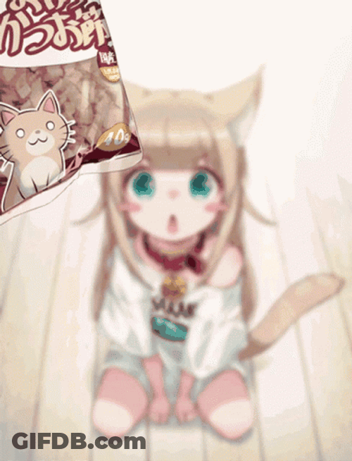 Neko Kinako Drooling On Cat Food GIF