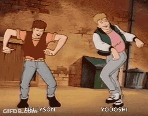 Nellyson And Yodoshi Are Dancing Together In This Cartoon GIF