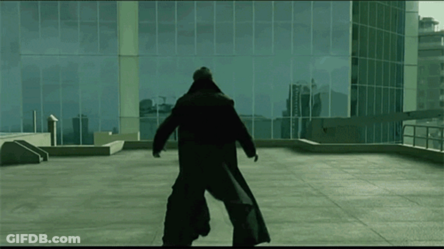 Neo Avoiding The Gun Shots In The Matrix GIF