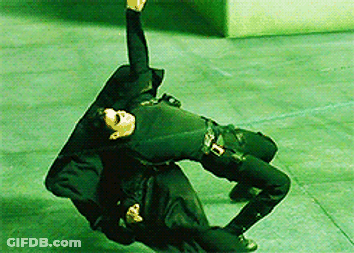 Neo Bending Backwards In The Matrix GIF