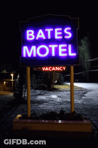 Neon Bates Motel Sign Says No Vacancy GIF