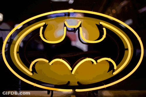 Neon Batman Logo Glowing Brightly GIF