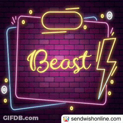Neon Beast Sign On Brick Wall GIF