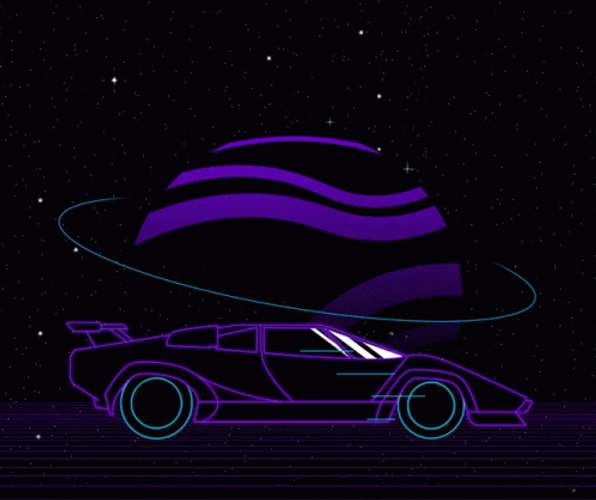 Neon Car Retro Art GIF