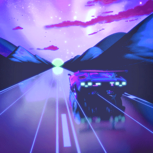 Neon Car Sunrise Loop GIF