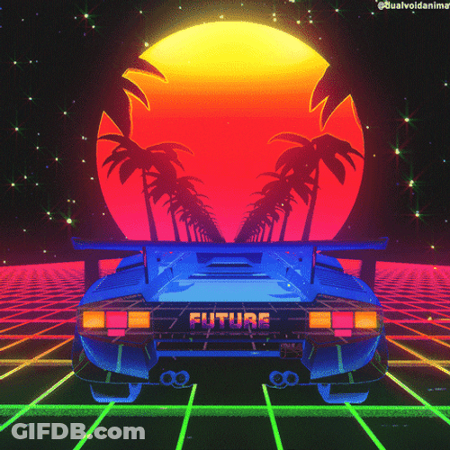 Neon Car Vaporwave Graphic Sunset GIF